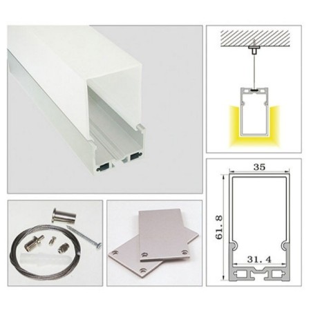 Profilé Aluminium Anodisé 2m. 35 x 61.8mm Suspension