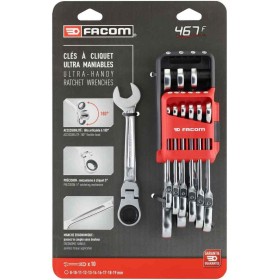 Jeu de clés Mixtes à cliquet Articulées FACOM 10pces