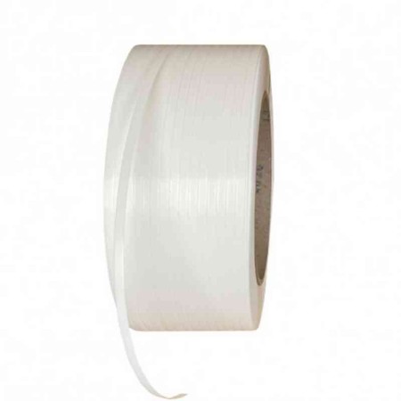 Feuillard de cerclage 16mm en Polyester blanc 850m.
