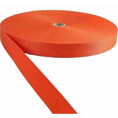 Rouleau de sangle d'arrimage orange 50mm x 100m.