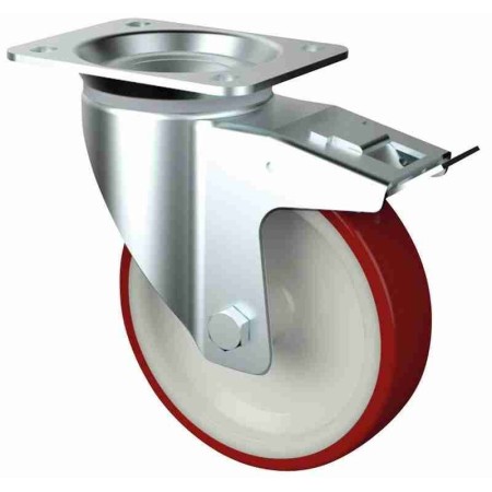 Roulettes pivotantes 80mm avec frein 100kg sur plaque à visser.