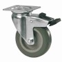 Roulette de 50mm dirigeable avec frein sur plaque à visser 50kg