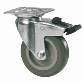 Roulette de 50mm dirigeable avec frein sur plaque à visser 50kg