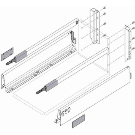 KIT complet de fermente pour 1 tiroir 500mm BLUM ANTARO K 65kg avec Reling H183mm